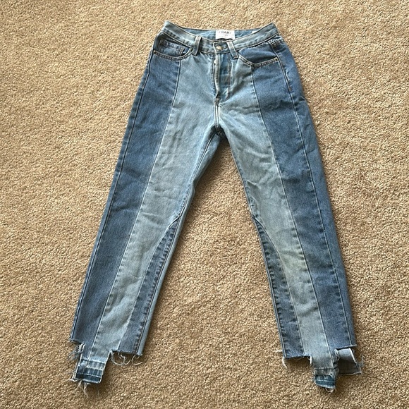 Frame Le Nouveaux Mix Blue Straight Jeans In Mix And Match Size 25 - Picture 1 of 3